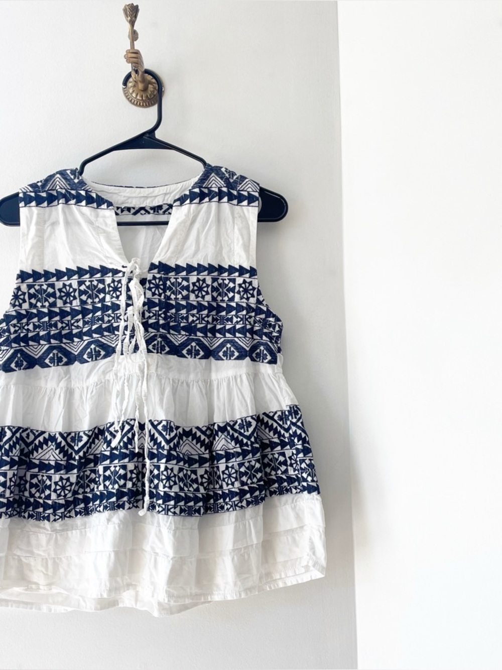 Greek Archaic Kori Tie Front Cotton Shirt | Small